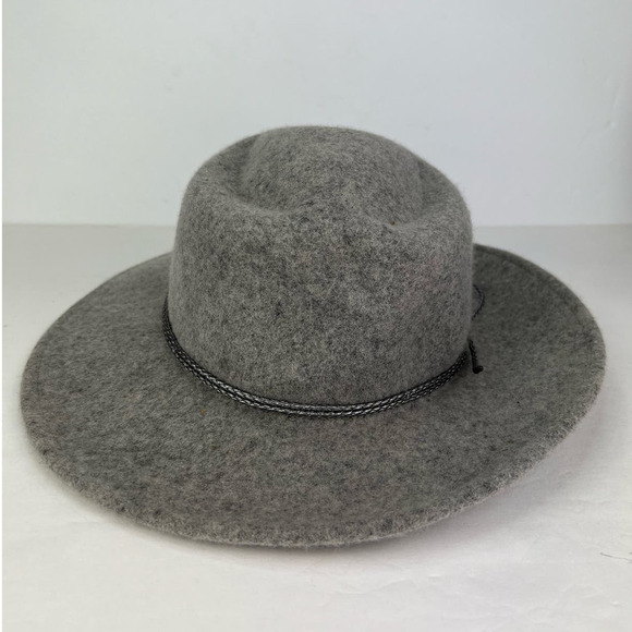 World Market Gray Wool Boho Fedora/Hat with Suede Lining 3 inch Rim - Picture 2 of 8